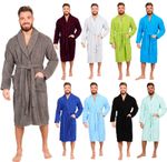 Mens 100% Cotton Bathrobe Terry Towelling  Shawl Collar Bath Robe Dressing Gown