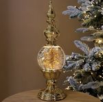 Luxury Snow Globe Light Up Glitter Spinning Golden Snowflake Spindle Snow Globe