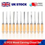 12Pcs Wood Carving Hand Chisel Set Woodworking Professional Lathe Gouges Tools
