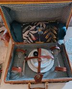 Picnic Hamper Two Forks Two Knives Two Plates Two Side Plates And Two Glasses