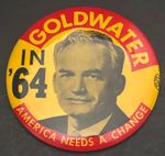 Vintage 1964 Political Button Goldwater America Needs A Change AFL-CIO 3.5"