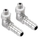 2pcs Hose Barb Fitting Elbow 6mm M6x1 Male Thread Right Angle Connector w Washer