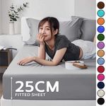 Extra Deep 25cm Fitted Sheet 100% Poly Cotton Single Double King Size Bed Sheets