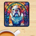 Pet Dog Coaster, Stained Glass Effect Print,  Bulldog