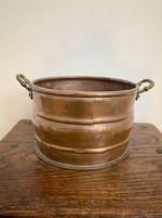 Antique 19th century French copper planter with brass handles handcrafted