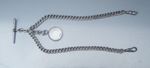 Antique Silver Double Albert Pocket Watch Chain & Silver Fob 52 grams