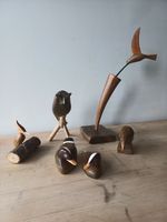 Collection Of vintage SIWOK Hand Carved Wooden Bird Sculptures Argentina Art