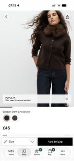 M&S Brown Faux Fur Knitted Jacket Cardigan Size m
