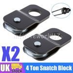 2PCS 4 TON TONNE SNATCH BLOCK WINCH PULLEY OFF ROAD 4X4 RECOVERY HEAVY DUTY UK-