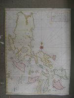 100% ORIGINAL LARGE PHILIPPINE SEA CHART MAP BY GEORGE ANSON  C1749 HAND COLOUR