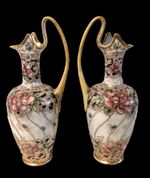 Pair of Jug Ewers Noritake Antique Early Komura Spider Mark Rare  England  1902