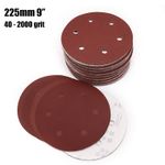 225mm Sanding Discs / Sandpaper 9" 6 Hole Pads 40 60 80 100 120 150 - 2000 Grit