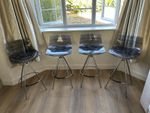 Set of 4 - Calligaris L’eau Bar Stools - Fixed Height Chrome Legs