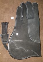 New Falconry Glove Nubuck Leather Double Skin 12" Long (Dull Black, Medium Size)