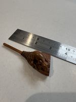 Vintage Japanese Carved Wooden Netsuke Mouse Rat on Broom Signed