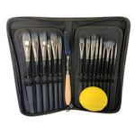 Artist Paint Brush Set 15 pcs Oil Paint Colouring Hobby Craft Starter Kit