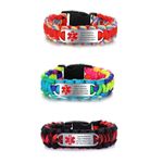 UK - Medical Alert ID Bracelet Umbrella Rope Bangle Personalize Engraved Chain