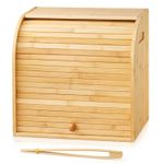 ​Bamboo Double Layer Bread Box Roll Top Kitchen Counter Storage Bin​ For Home