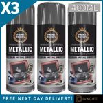 3 x GUN METAL GREY SPRAY PAINT 400ML METALLIC FINISH FOR METAL PLASTIC WOOD NEW
