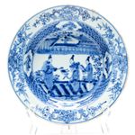 Chinese Porcelain Deep Plate Blue White Romance Western Chamber Kangxi Qing 18C