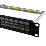 24 Port Rack Mount RJ45 CAT6A SHIELDED Through Coupler Patch Panel with Back Bar