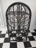 Ornate Wrought Iron Wine Rack Lockable Black Metal Display Cabinet Vintage Goth
