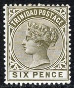 TRINIDAD Queen Victoria 1884 6d. Olive-Black Wmk Crown CA SG 111 MINT