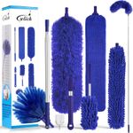 8 Pcs Microfiber Feather Duster, 100 in Blue Extendable Cobweb Duster | Washable