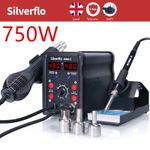 750W 2 in 1 Soldering Iron Station Hot Air Gun Desoldering Rework LED Digital UK