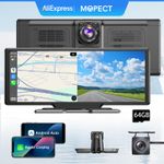 ESSGOO 10.26" 4K+1080P Dash Cam DVR GPS FM Wireless Apple CarPlay & Android Auto