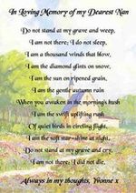 'Do not stand at my grave and weep' Memorial/funeral poem, personalised keepsake