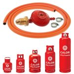 PROPANE GAS BOTTLE REGULATOR WITH 2M ORANGE FLEXIBLE HOSE & CLIPS POL SCREW IN