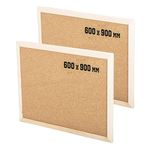2 Pack 900MM x 600MM Cork Notice Pin Board, Bulletin Wooden Frame Office School