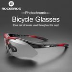 ROCKBROS Photochromic Cycling Glasses Discoloration Bike Goggles Sports Eyeweare