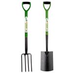 Garden Fork & Border Spade Set Heavy Duty Carbon Steel Gardening Digging Tools