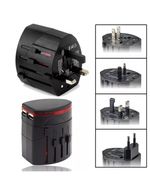universal travel adapter worldwide with 2 usb ports and with carrying pouch