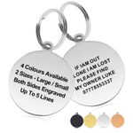 Personalised Dog Tag Cat Tag Double Sided Engraved Pet  ID Tags Round / Bone