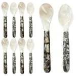 Set Of 5 Caviar Spoon With Fish-Carved Handle Made Of Pearl And Nacre Shell