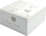 Elegant White Wooden Keepsake Box with Heart Detail - Perfect for Baby Memories