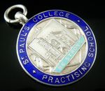 Sterling Silver Enamel Pocket Watch Fob Medal, St Paul's Practising School 1939