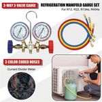 Refrigerant Manifold Gauge Home Car Set Hose Hook Convenient R12 R22 R404A R134A