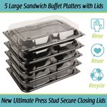 Large Sandwich Platter with Lids x 5 Catering Cake Buffet Party Platters Trays