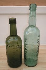 Pair OLD Antique BLACKBURN Beer & Spirit BOTTLES - T & W THWAITES & Fountain