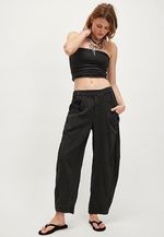 Free People High Road Barrel Leg Pull-On Trousers Black - SMALL - BNWT - RRP £78