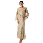 Silk Beaded 3pc Mother of the Bride Set Jacket Tank Skirt Ivory Med 10 Soulmates