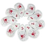 9-Pack White Base red Spider Embroidered Golf Iron Club Covers Waterproof