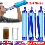 2-4x Portable Camping Hiking Emergency Life Survival Purifier Water Filter Straw