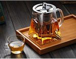 Stove top heat resistant glass teapot infuser with steel mesh for loose tea leaf