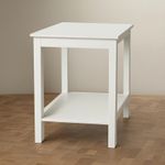 Small 2 Tier White Matt Finish Side Table with Shelf Bedroom Coffee End Table