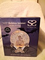 Straits LED Skeleton Water Spinner Snow Globe, Black Clear White Glitter, 16cm